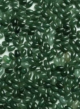翡翠天然老坑冰种油青散珠