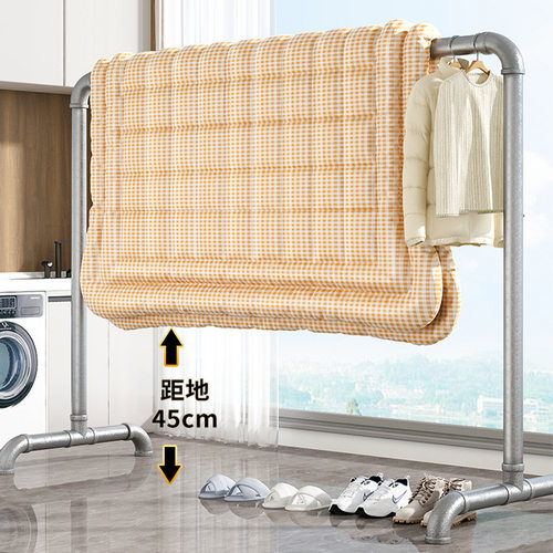 钢管晾衣架挂衣架单杆特厚卧室落地立式阳户外晒衣服被子不锈镀锌 - 图1