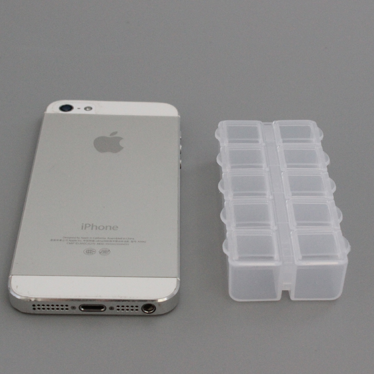 10格方盒收纳盒PP透明塑料首饰品盒便携分类独立开盖长方形盒子 - 图2