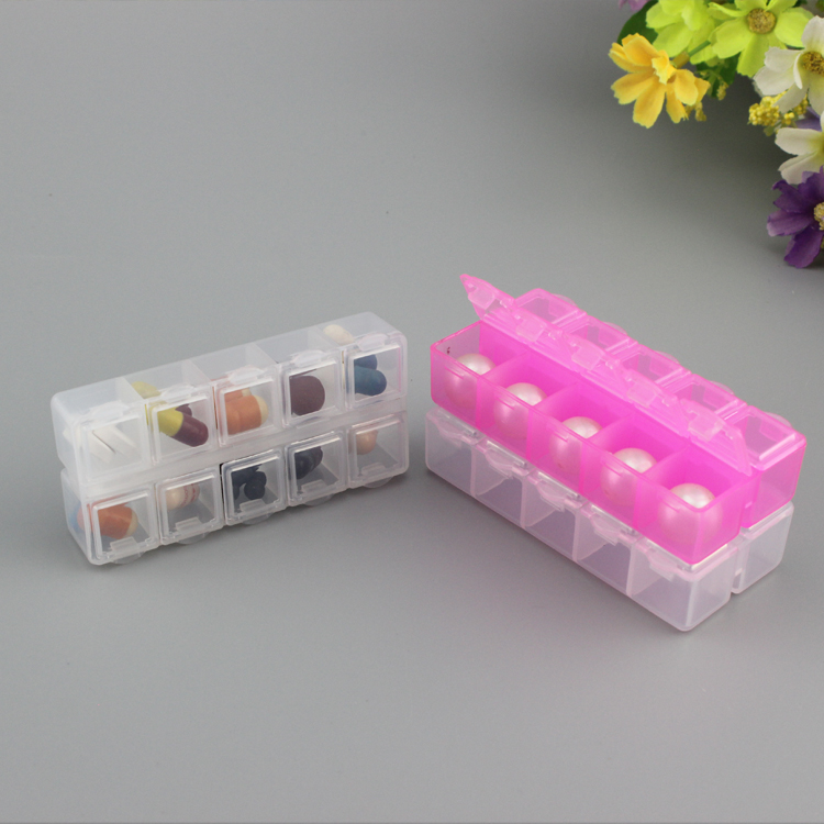 10格方盒收纳盒PP透明塑料首饰品盒便携分类独立开盖长方形盒子 - 图1