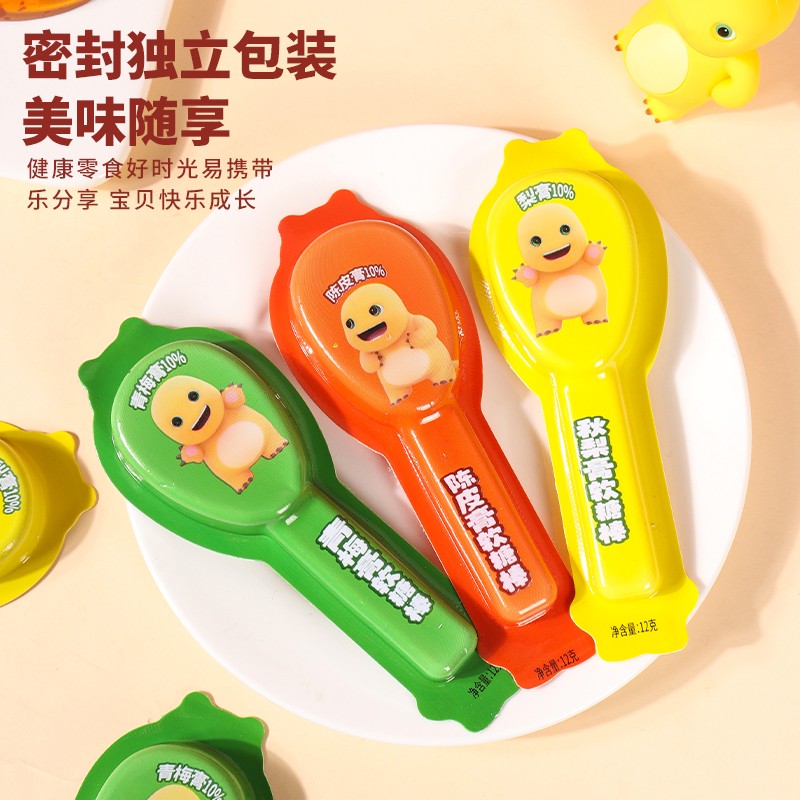 奶龙蹦乐乐软棒棒糖96g秋梨膏味青梅味陈皮味梨味Q弹零食糖果 - 图2