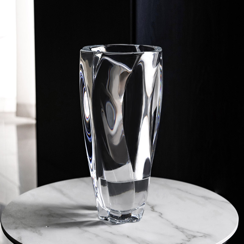 捷克进口BOHEMIA水晶玻璃花瓶现代插花北欧轻奢摆件透明客厅装饰