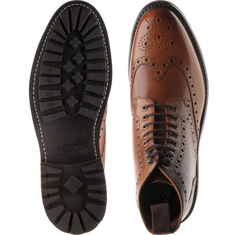 Herring商务男士马丁靴Ambleside rubber-soled brogue boots代购