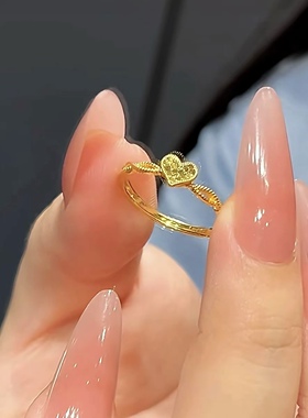 钛钢戒指 高级感造型一心一爱简奢浪漫开口可调节戒指JZ086