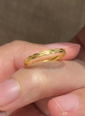 钛钢戒指 轻奢秋冬百搭时尚麦穗简约素圈指环JZ093