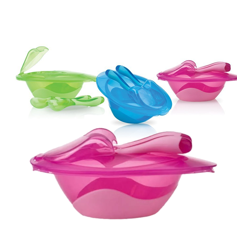 美国原装进口Nuby努比儿童辅食碗带勺子宝宝餐具防滑防摔便携外出 - 图3