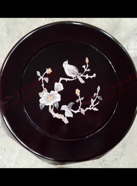 中式花鸟贝雕凳子水移画螺钿贴纸