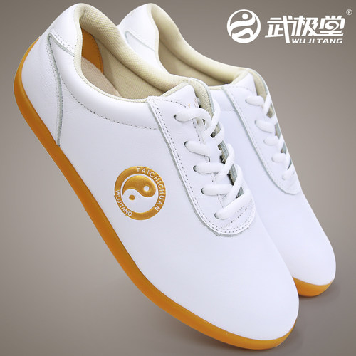 武极堂太极鞋牛筋底真皮女男太极拳运动头层牛皮练功鞋透气春夏秋 - 图1