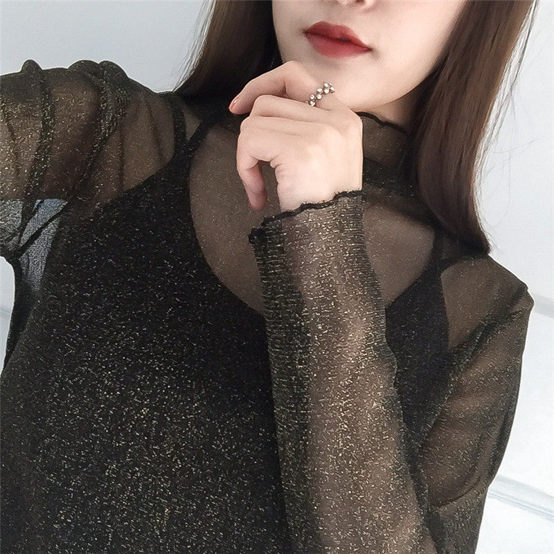 蕾丝打底衫女秋冬新款很仙的网纱纱衣百搭时尚内搭洋气小衫上衣女,淘宝优惠券,粉丝福利购,淘宝优惠卷