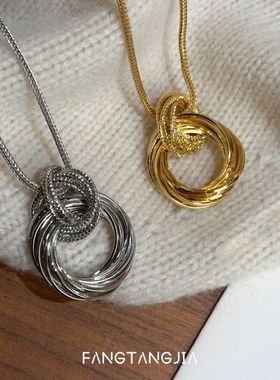 方糖家 秋冬时髦乌斯莫比环金属长款毛衣项链大气高档轻奢高级感