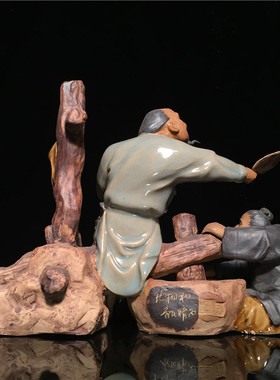 工艺石湾公仔餐厅复古人物摆件