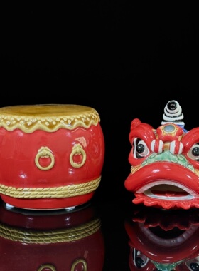 醒狮舞狮陶瓷摆件国潮特色伴手礼