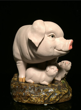 石湾公仔陶瓷猪年生肖拜年商务