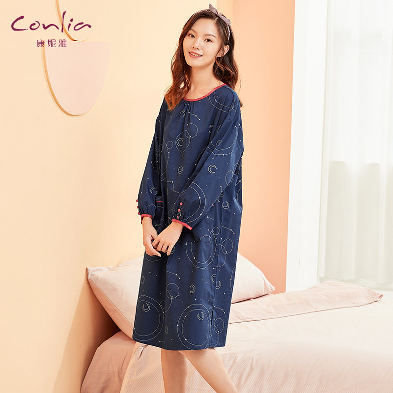 康妮雅睡裙纯棉春秋新款甜美连衣裙 康妮雅睡裙