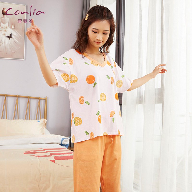 康妮雅休闲短袖七分裤夏季居家服 康妮雅睡衣/家居服套装