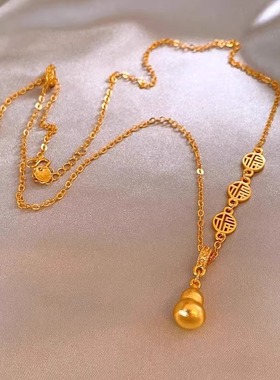 金色福字葫芦项链女2025新款
