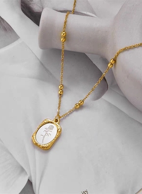 小众复古设计感玫瑰花项链