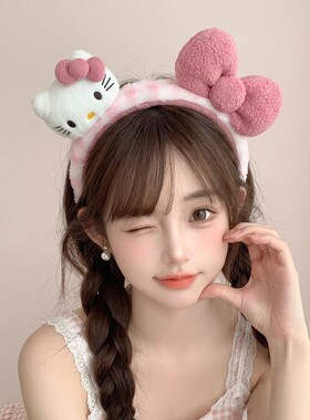 豹纹甜美可爱毛绒发箍女款蝴蝶结2026新款少女日常洗脸头饰头箍潮