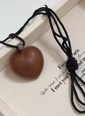 韩国ins博主棕色爱心细绳项链