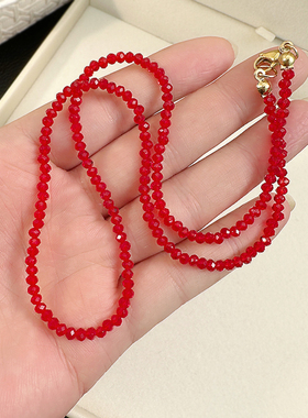 百搭显白~2024新年红色串珠项链