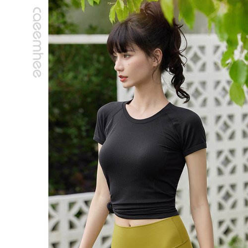 卡益瑜伽服女春夏季新款短袖健身上衣专业高端时尚普拉提训练服女 - 图3