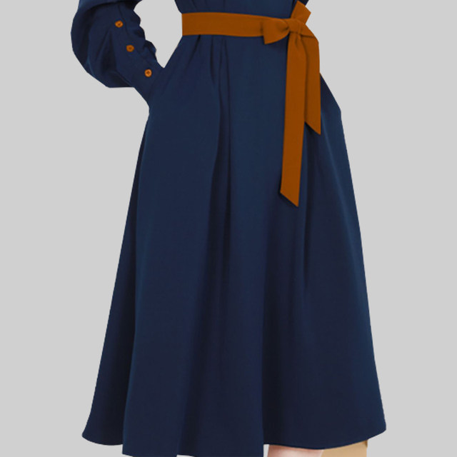 Hepburn style chic lace-up waist slimming midi skirt