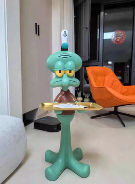 网红章鱼哥入户托盘落地超大摆件一米打工人手办沙发旁客厅置物架