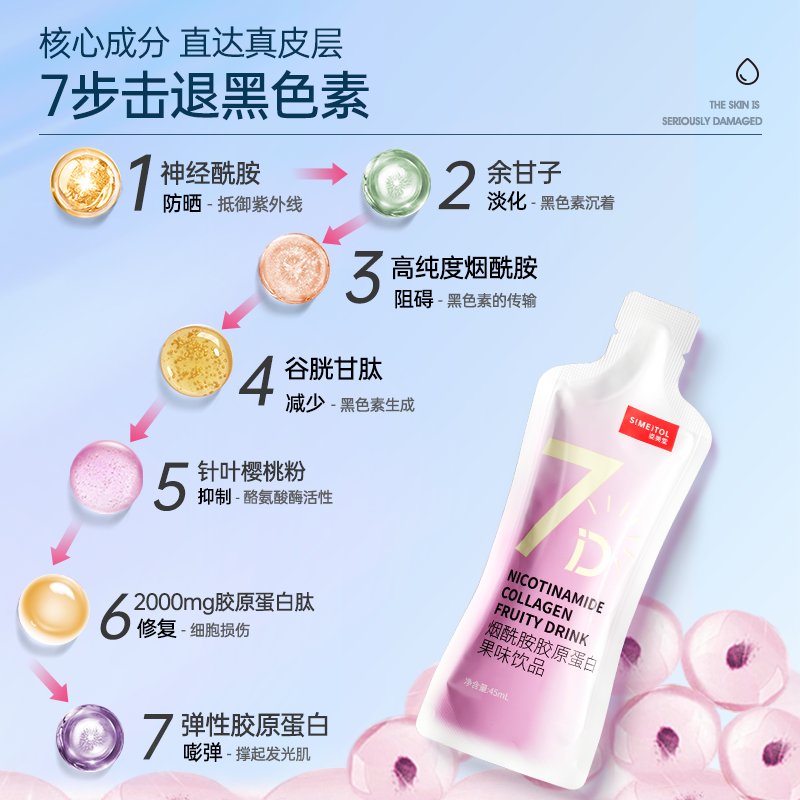姿美堂旗舰店多盒装姿美堂烟酰胺胶原蛋白液态饮正品粉口服小分子肽1