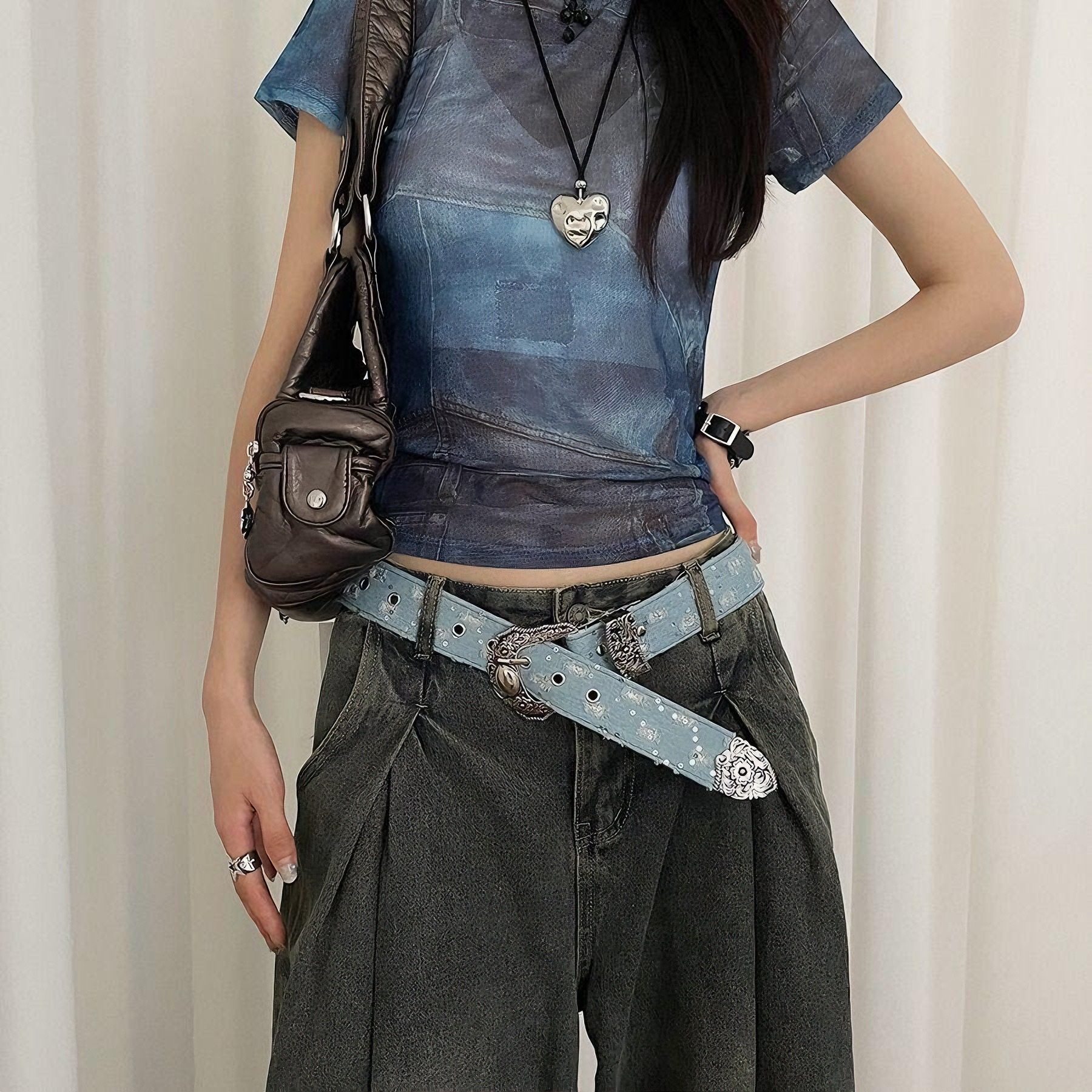 复古做旧朋克废土风腰带个性女士装饰配裙子西装皮带老式黑色 - 图0