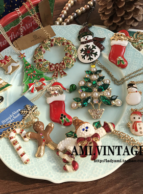 毛衣链复古珐琅彩釉圣诞树姜饼人