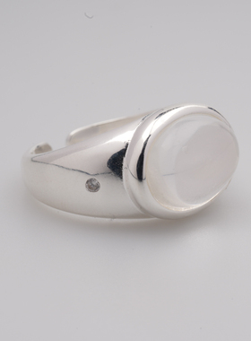 925银小众设计透明石戒指