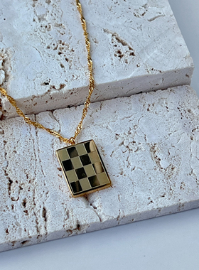 棋盘格项链Innosense钛钢