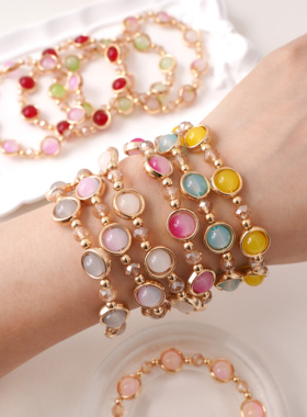 彩色渐变水晶玻璃儿童手链首饰品