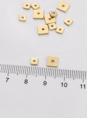 14K包金保色正方片中孔隔片散珠