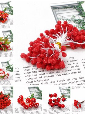 红色仿真花花朵花芯花蕊diy耳饰