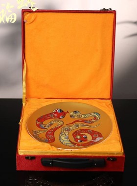 景德镇蛇年灵蛇送福陶瓷盘子送礼高端礼盒礼品新年蛇年挂盘摆件