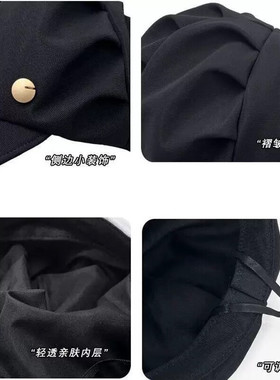 云朵八角帽大头围小众日系褶皱