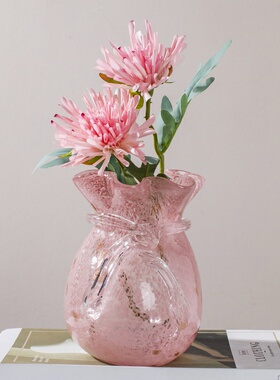 美式轻奢高档琉璃花瓶摆件客厅插花家居餐桌样板间干花花器装饰品