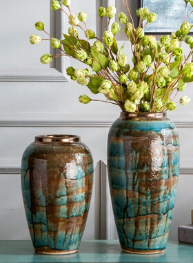 新中式现代简约陶瓷花瓶金色釉书房客厅电视柜家居饰品工艺品摆件