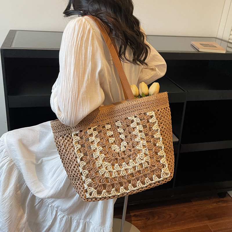 度假风草编包女镂空编织托特包大容量百搭休闲手提包包2026夏新款,淘宝优惠券,粉丝福利购,淘宝优惠卷