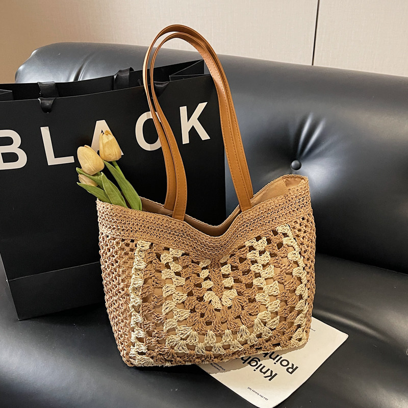 度假风草编包女镂空编织托特包大容量百搭休闲手提包包2026夏新款,淘宝优惠券,粉丝福利购,淘宝优惠卷