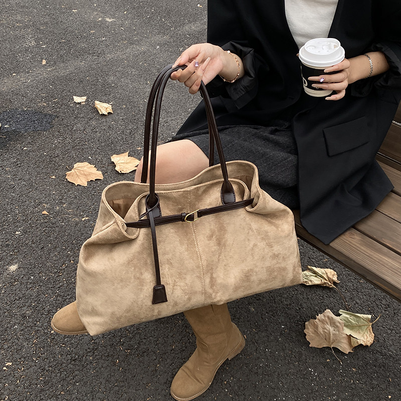 短途旅行复古磨砂绒单肩包包2025新款通勤女包高级感大容量托特包,淘宝优惠券,粉丝福利购,淘宝优惠卷
