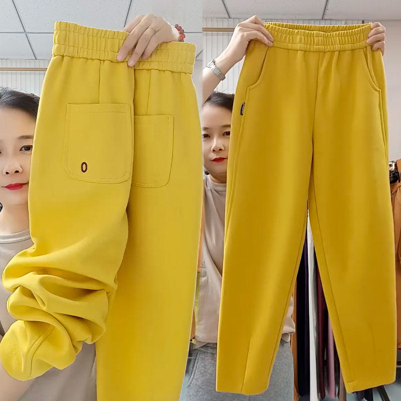 冬季新款加绒九分哈伦裤女小个子百搭休闲裤纯棉运动裤显瘦萝卜裤,淘宝优惠券,粉丝福利购,淘宝优惠卷