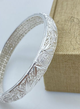 大银家古风女性足银节节高手镯