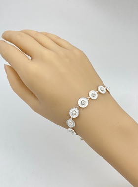 银笙歌 松塔花镂空手链99足银日常百搭民族风拉丝手链送女友闺蜜