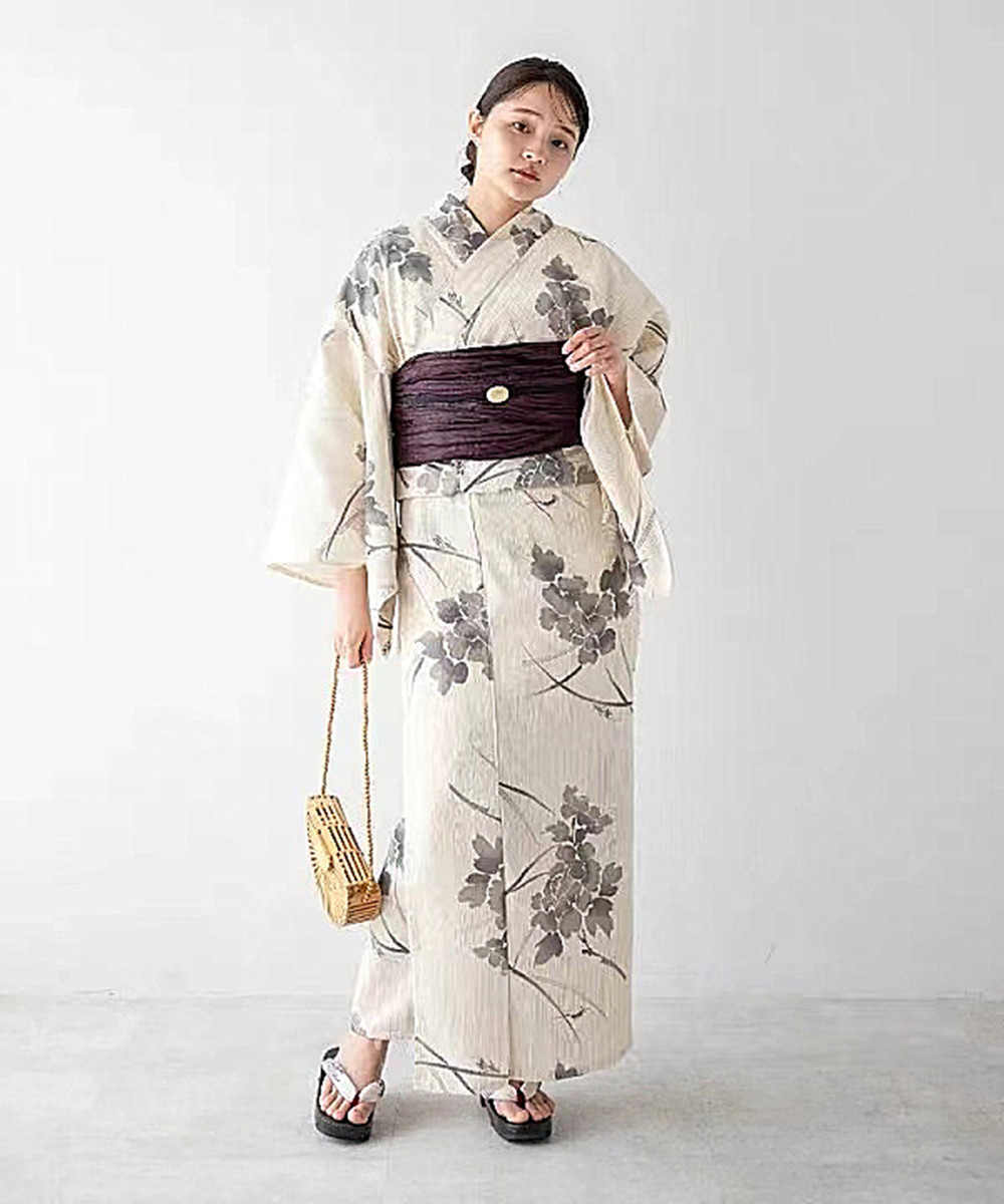 日本和服浴衣女传统款式高级棉麻质地日本旅游写真和服浴衣YUKATA - 图0