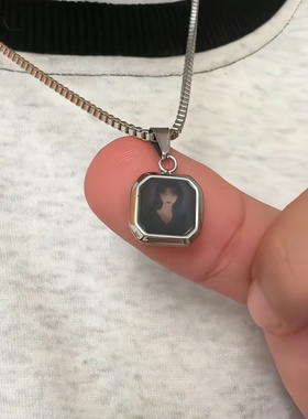 抖音小红同款不锈钢项链照片变色项链定制图片加热变色圣诞节礼物