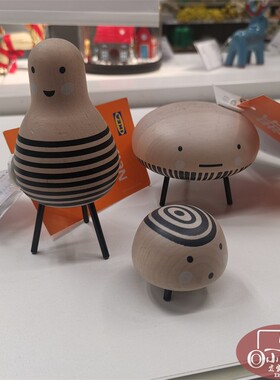 宜家新品达维塔人物装饰品3件套实木黑色成都国内代购