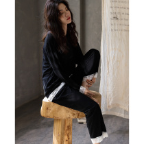 The same language pyjamas womens spring and autumn season thin Korean version Long sleeves Home Residence Womens Summer Brief Relaxation Leisure Two Suits