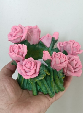 玫瑰花烛台收纳笔筒个性花园艺桌面露台婚庆布景装饰闺蜜手办摆设